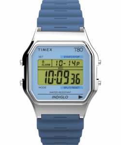 タイメックス Timex ユニ T80 34mm 腕時計 ブルーストラップ デジタルダイヤル シルバートーンケ