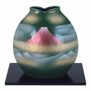 九谷焼 万作作 7号花瓶 オリベ赤富士 N170-04 花 花瓶