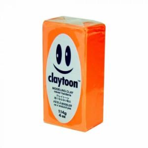 MODELING CLAY(モデリングクレイ) claytoon(クレイトーン) カラー油粘土 ネオンオレンジ 1/4bar(1/4Pound) 6個セット 粘土