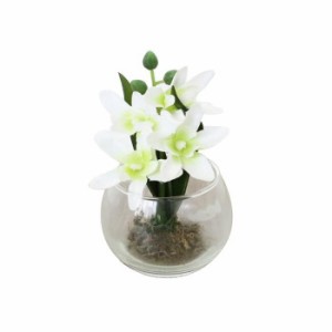 かわ畑 ガラス花瓶 グラスアート ホワイト＆ライトグリーン(造花付き) 1308GAP011 オブジェ