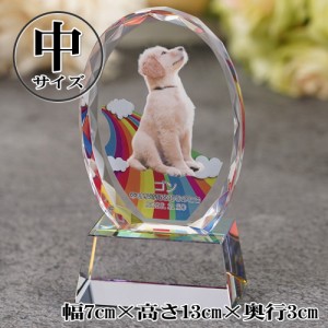 ペット 位牌 / 愛猫 愛犬 思い出 / クリスタル オーバル型 KP-32(中) / お位牌 遺影 手元供養 仏具 供養 仏壇 ペットメモリアル ホログラ