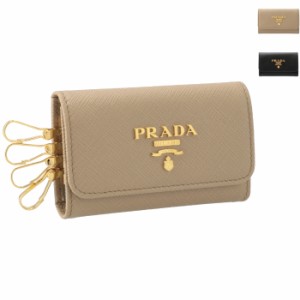 プラダ PRADA キーケース 三つ折り4連 サフィアーノ バイカラー キーリング付き 1PG004 ZLP 