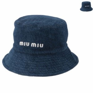 ミュウミュウ MIU MIU バケットハット デニム ロゴ ハット 帽子 5HC196 2F3W 