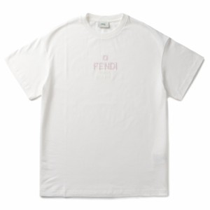 フェンディ FENDI 大人もOK キッズ Tシャツ FENDI ROMA ロゴ スパンコール クルーネック 半袖シャツ JFI287 7AJ F0TU9