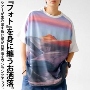 Tシャツ メンズ トップス 半袖 山 柄 柄トップス 送料無料・(100)メール便可【Z】 父の日