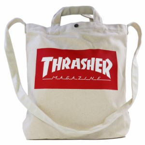 THRASHER スラッシャー ショルダー トートバッグ [カラー：ホワイト×レッド] #THR-133-0110 スポーツ・アウトドア 