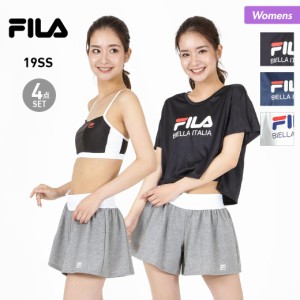 FILA フィラ レディース 水着 4点セット 229704 上下セット トップス ショーツ ショートパンツ Tシャツ みずぎ ビーチ 海水浴 プール 女