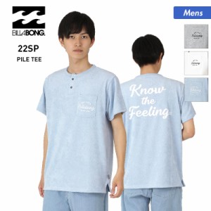 BILLABONG ビラボン パイル地 Tシャツ メンズ BC011-304 ロゴ はんそで バックプリント ティーシャツ ヘンリーネック 男性用