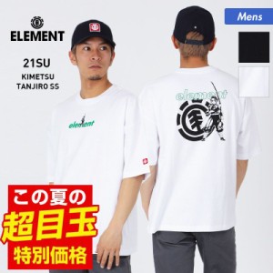 ELEMENT エレメント 半袖 Tシャツ 鬼滅の刃 竈門炭治郎 メンズ BB022-289 プリント カジュアル クルーネック ティーシャツ ロゴ トップス