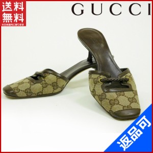 グッチ 靴 GUCCI ミュール シューズ 靴 ベージュ×ブラウン 即納 【中古】 X11348