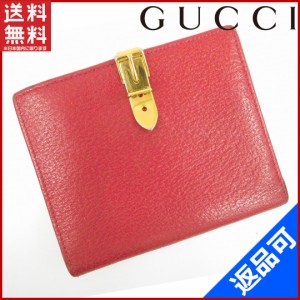 グッチ 財布 GUCCI 二つ折り財布 ゴールド金具 レッド 即納 【中古】 X11561