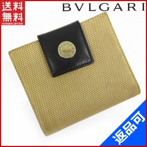 ブルガリ 財布 BVLGARI 二つ折り財布 ベージュ×ブラック 即納 【中古】 X12209