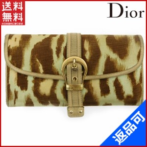 クリスチャン・ディオール 財布 Christian Dior 長財布 Ｇ金具 ベージュ×ブラウン 即納 【中古】 X13524