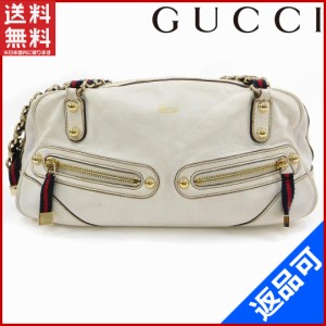 グッチ バッグ GUCCI ショルダーバッグ チェーンショルダー ホワイト 送料無料 即納 【中古】 X14960の通販はau PAY