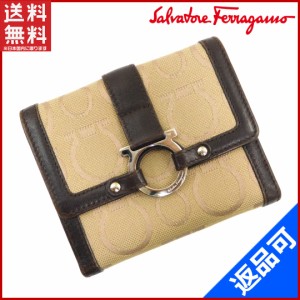 サルヴァトーレ・フェラガモ 財布 Salvatore Ferragamo 二つ折り財布 三つ折り財布 ベージュ×ブラウン 即納 【中古】 X15751