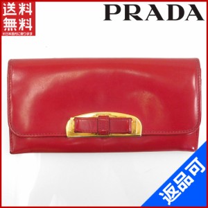 プラダ 財布 PRADA 長財布 ゴールド金具 レッド 即納 【中古】 X17267