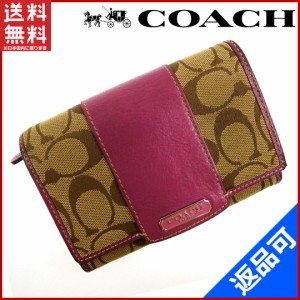 コーチ 財布 COACH 長財布 L字ファスナー財布 ペネロピ パープル×ベージュ×ブラウン 即納 【中古】 X1773