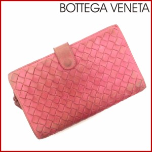 ボッテガ・ヴェネタ 財布 BOTTEGA VENETA 二つ折り財布 ラウンドファスナー ピンク (激安・即納) 【中古】 X3148