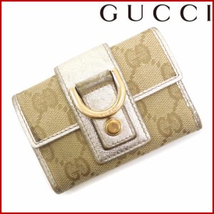 グッチ キーケース GUCCI キーケース ベージュ×ゴールド 即納 【中古】 X539