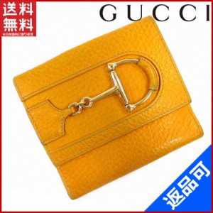 グッチ 財布 GUCCI 二つ折り財布 Wホック財布 ハスラービット付き オレンジ×ゴールド （人気・激安） 【中古】 X5667