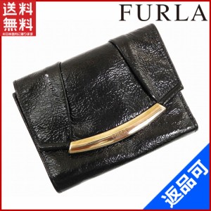 フルラ 財布 FURLA 二つ折り財布 三つ折り財布 ブラック×シルバー 人気 激安 【中古】 X6125