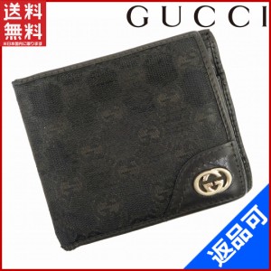 グッチ 財布 GUCCI 二つ折り財布 ブラック 人気 激安 【中古】 X6412