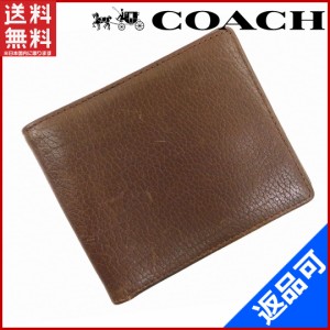 コーチ 財布 COACH 二つ折り札入れ ブラウン 人気 激安 【中古】 X7176