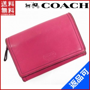 コーチ 財布 COACH 二つ折り財布 L字ファスナー ピンク×パープル 人気 激安 【中古】 X7183