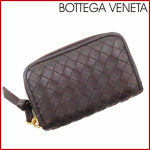 ボッテガ・ヴェネタ カードケース BOTTEGA VENETA カードケース 名刺入れ ダークブラウン×ゴールド 人気　美品 【中古】 X7419