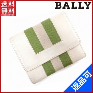 バリー 財布 BALLY 二つ折り財布 三つ折り財布 ホワイト×ベージュ×グリーン 人気 激安 【中古】 X7486