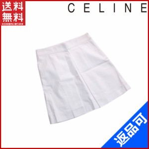 セリーヌ ボトムス CELINE スカート フレアーシルエット ♯38サイズ ホワイト 激安 人気 【中古】 X7536