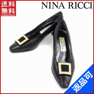 ニナリッチ 靴 NINA RICCI パンプス #34 12 ブラック×ゴールド 激安 人気 【中古】 X7614