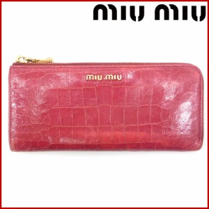 ミュウミュウ 財布 miumiu 長財布 ラウンドファスナー財布 マゼンタ系 激安 人気 【中古】 X8195