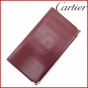 カルティエ 財布 Cartier 長札入れ 長財布 ボルドー 激安 即納 【中古】 X8214