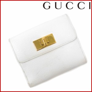 グッチ 財布 GUCCI 二つ折り財布 Wホック財布 ホワイト 激安 即納 【中古】 X8223