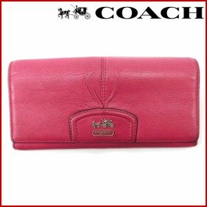 コーチ 財布 COACH 長財布 ジップ長財布 ショッキングピンク 激安 即納 【中古】 X8236