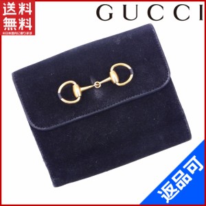 グッチ 財布 GUCCI 二つ折り財布 Wホック財布 ゴールド金具 ブラック 人気 即納 【中古】 X9018