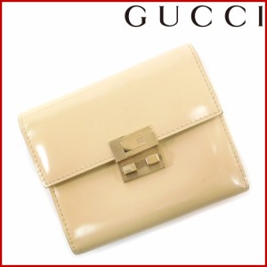 グッチ 財布 GUCCI 二つ折り財布 三つ折り財布 ゴールド金具 ベージュ 激安 即納 【中古】 X9335