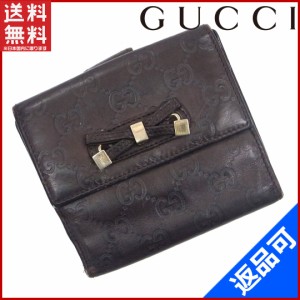 グッチ 財布 GUCCI 二つ折り財布 Wホック財布 ブラウン 人気 即納 【中古】 X9919