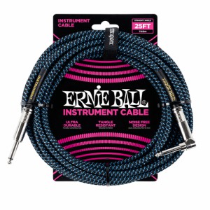 アーニーボール ERNIE BALL ＃6060 25ft Braided Cables Black / Blue ギターケーブル