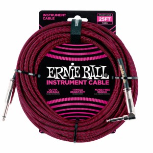 アーニーボール ERNIE BALL ＃6062 25ft Braided Cables Black / Red ギターケーブル