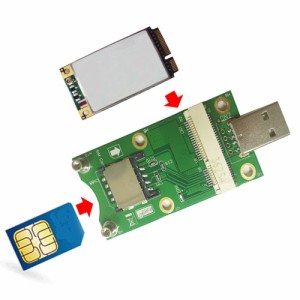 mini PCI-E → USB 変換アダプター SIMカードスロット付き WWAN/LTEモジュール対応