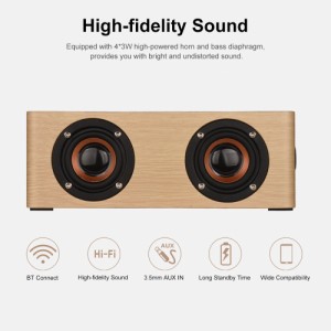 木製 Bluetooth Hi-Fi 3W x 4 ホーン スピーカー + MP3プレーヤー