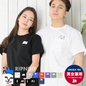 リップンディップ Tシャツ メンズ 半袖 胸ポケット 猫 ネコ ストリート系 スケーター ファッション RIPNDIP