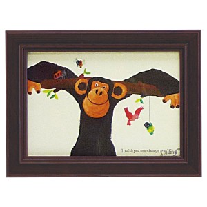 アートパネル 動物 18×13.5cm 武内祐人 チンパンジー 壁掛けアート アート パネル 北欧 壁掛け 卓上 両用 子供部屋 インテリア 小さい 