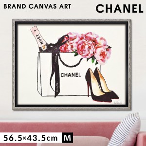 アートパネル ブランド ファッション 壁掛け インテリア アートフレーム アート 絵 かわいい おしゃれ 額入り シャネル CHANEL ピンク 花