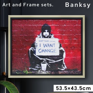 アートパネル BANKSY バンクシー 日本正規ライセンス 絵画 絵 ゲル加工 インテリア モダン シンプル モノトーン 額付き 壁掛け 床置き 立