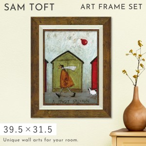 サムトフト 絵画 犬 アート 39.5×31.5cm 【ムーディーなバルーン】Sam Toft アートパネル アートフレーム 北欧 壁掛け モダン 玄関 イン