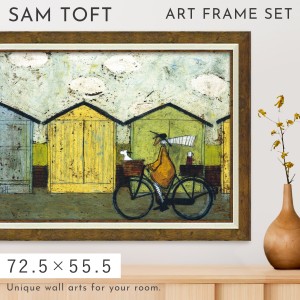 サムトフト 絵画 犬 アート 72.5×55.5cm 【朝食たべに行こう！】Sam Toft アートパネル アートフレーム 北欧 壁掛け モダン 玄関 大型ア