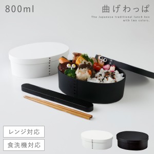 弁当箱 男子 大容量 1段 わっぱ 弁当箱 800ml 日本製 おしゃれ 曲げわっぱ モノトーン 一段弁当 大 食洗機対応 レンジ対応 一段 お弁当箱